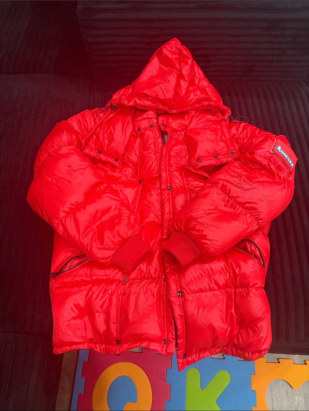 Moncler men’s  Bright Red Puffer Jacket with Hood